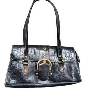 Franco Sarto Big Buckle Handbag Double Compartment Zipper and Snap